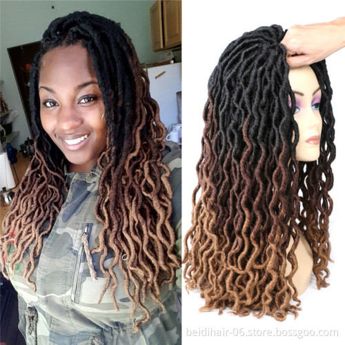 18inch Gypsy Locs Crochet Faux Nu Loc Wavy Goddess Boho Dreadlocks Twist Braiding Hair Extension Gypsy